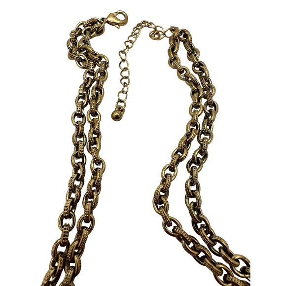 Vintage Statement Necklace Yellow Faceted Beads Antiqued Gold Tone Mid Century - Picture 4 of 7